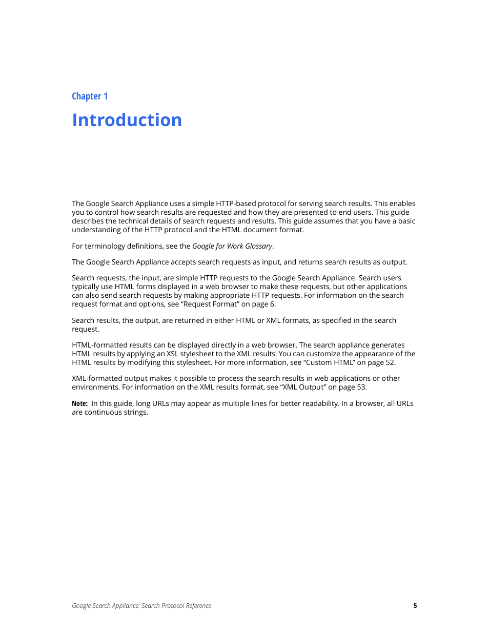 Introduction, Chapter 1 | Google Search Appliance Protocol Reference User Manual | Page 5 / 116