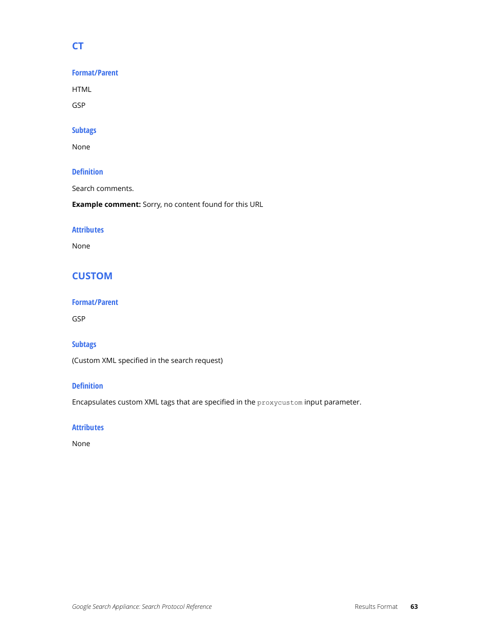 Custom | Google Search Appliance Protocol Reference User Manual | Page 63 / 116