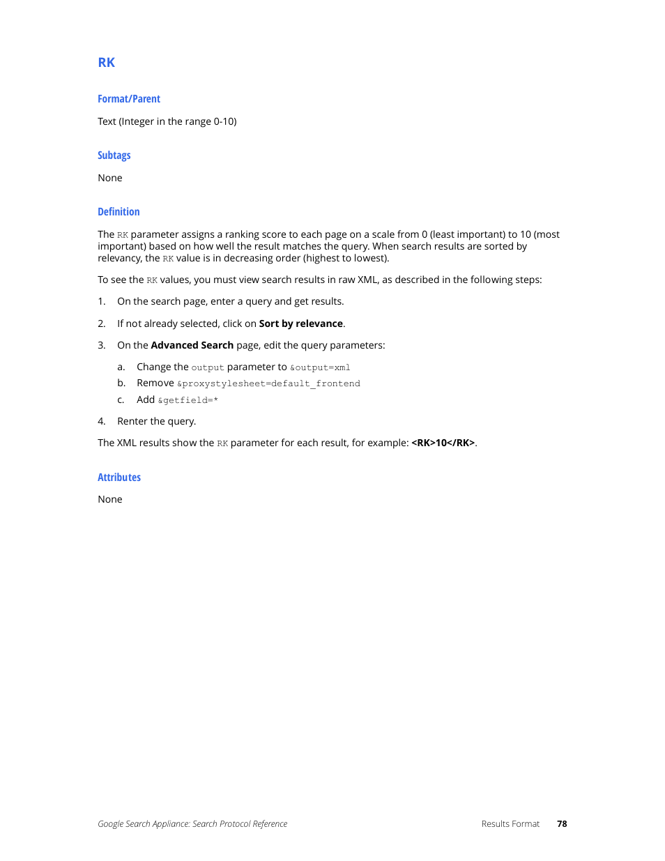 Google Search Appliance Protocol Reference User Manual | Page 78 / 116