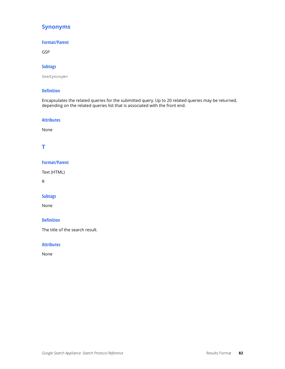 Synonyms | Google Search Appliance Protocol Reference User Manual | Page 82 / 116