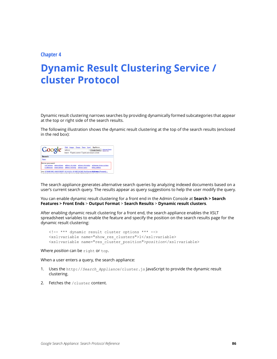 Chapter 4 | Google Search Appliance Protocol Reference User Manual | Page 86 / 116