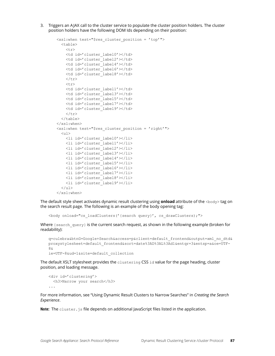 Google Search Appliance Protocol Reference User Manual | Page 87 / 116