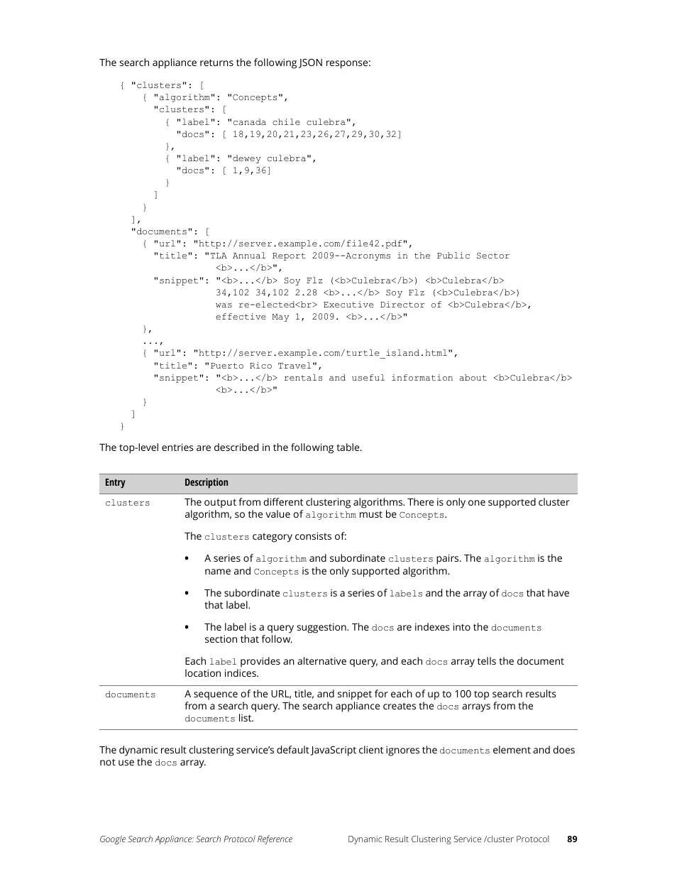 Google Search Appliance Protocol Reference User Manual | Page 89 / 116