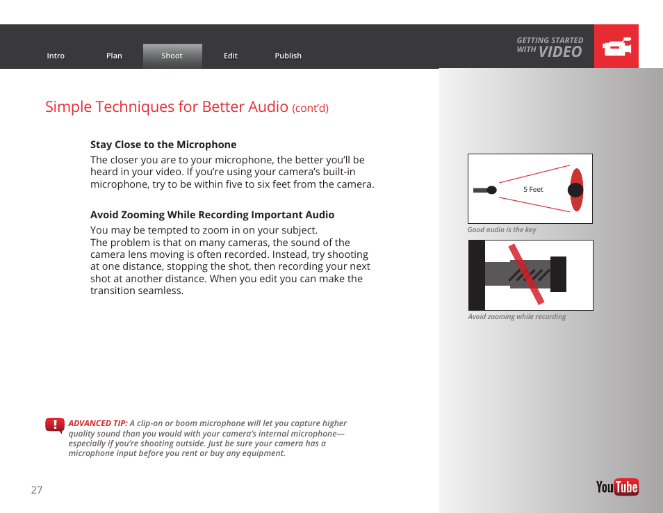 Video, Simple techniques for better audio | Google GROW YOUR BUSINESS WITH YOUTUBE A Step-by-Step Guide User Manual | Page 27 / 122