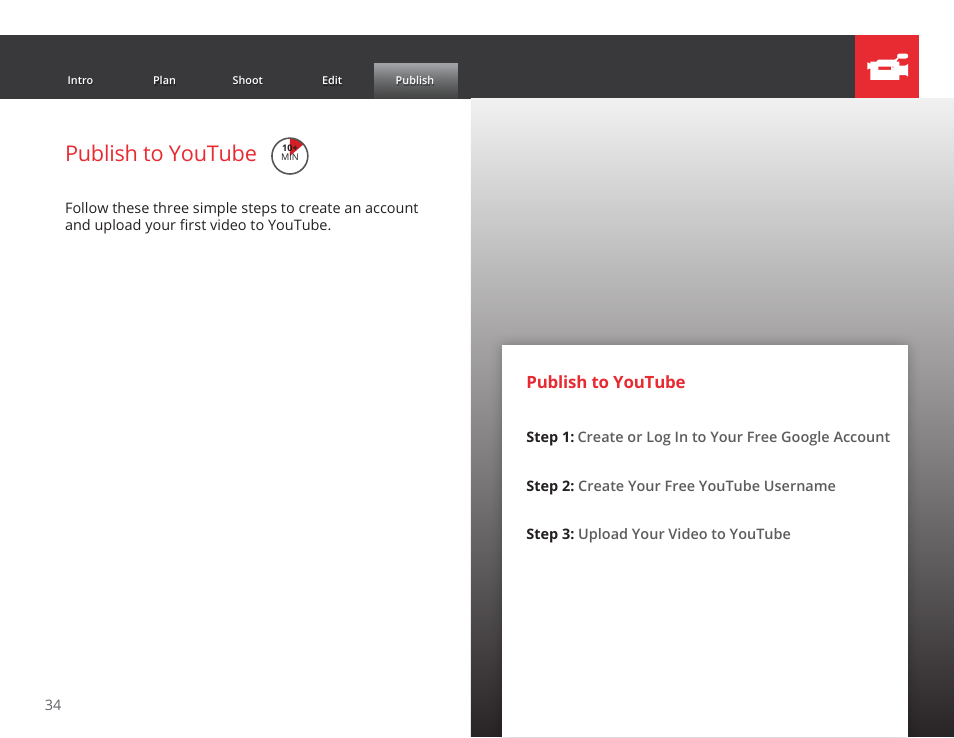 Publish to youtube | Google GROW YOUR BUSINESS WITH YOUTUBE A Step-by-Step Guide User Manual | Page 34 / 122