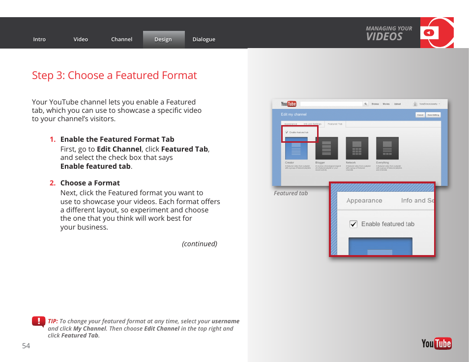 Videos, Step 3: choose a featured format | Google GROW YOUR BUSINESS WITH YOUTUBE A Step-by-Step Guide User Manual | Page 54 / 122