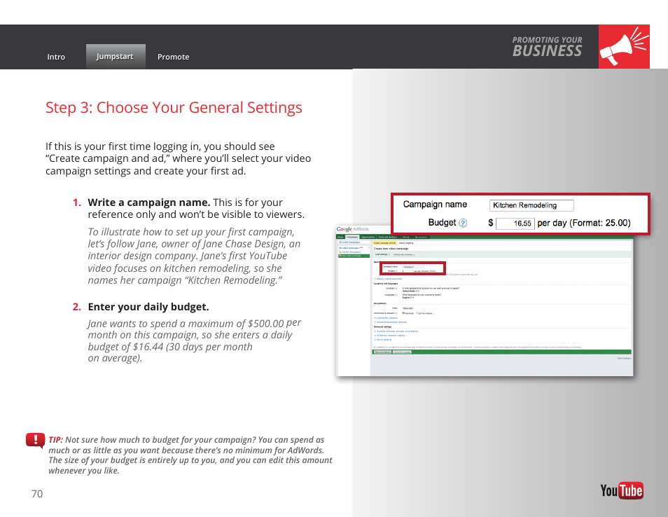 Business, Step 3: choose your general settings | Google GROW YOUR BUSINESS WITH YOUTUBE A Step-by-Step Guide User Manual | Page 70 / 122