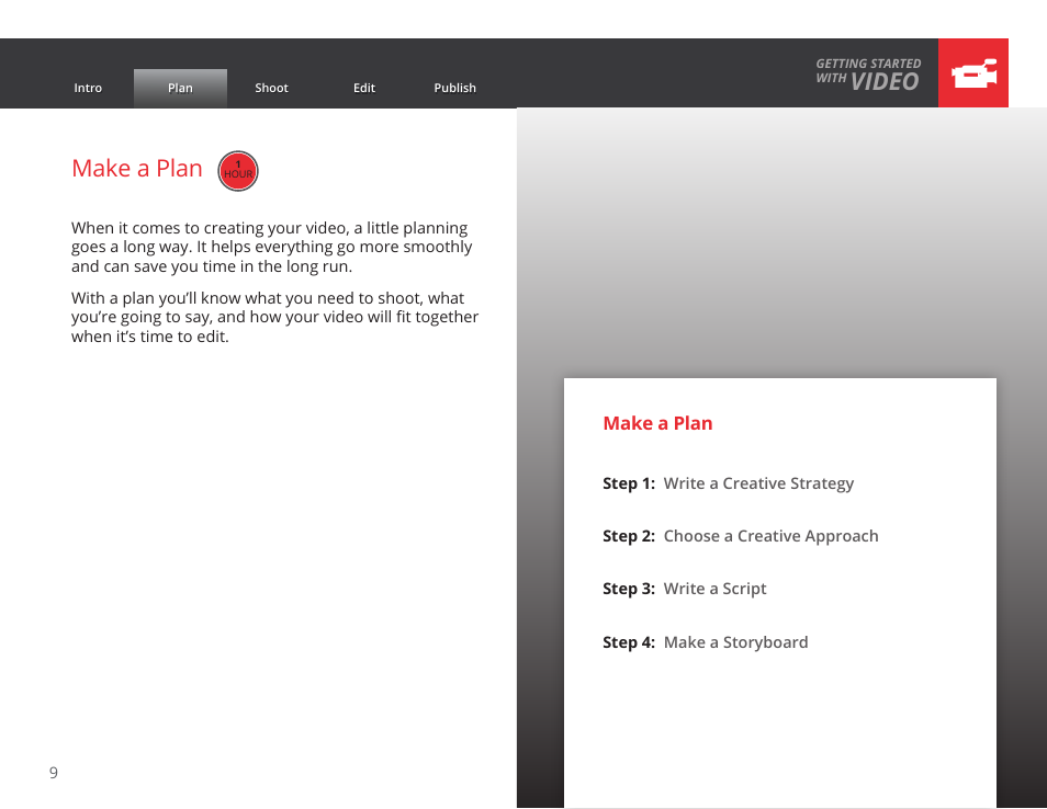 Video, Make a plan | Google GROW YOUR BUSINESS WITH YOUTUBE A Step-by-Step Guide User Manual | Page 9 / 122