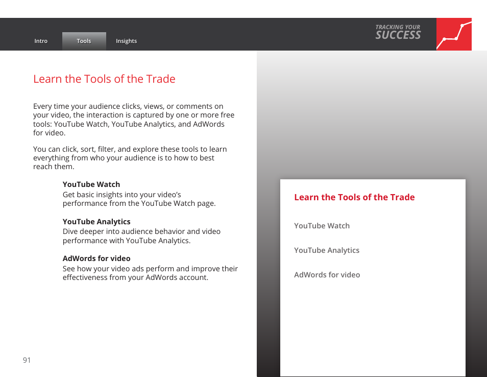Success, Learn the tools of the trade | Google GROW YOUR BUSINESS WITH YOUTUBE A Step-by-Step Guide User Manual | Page 91 / 122