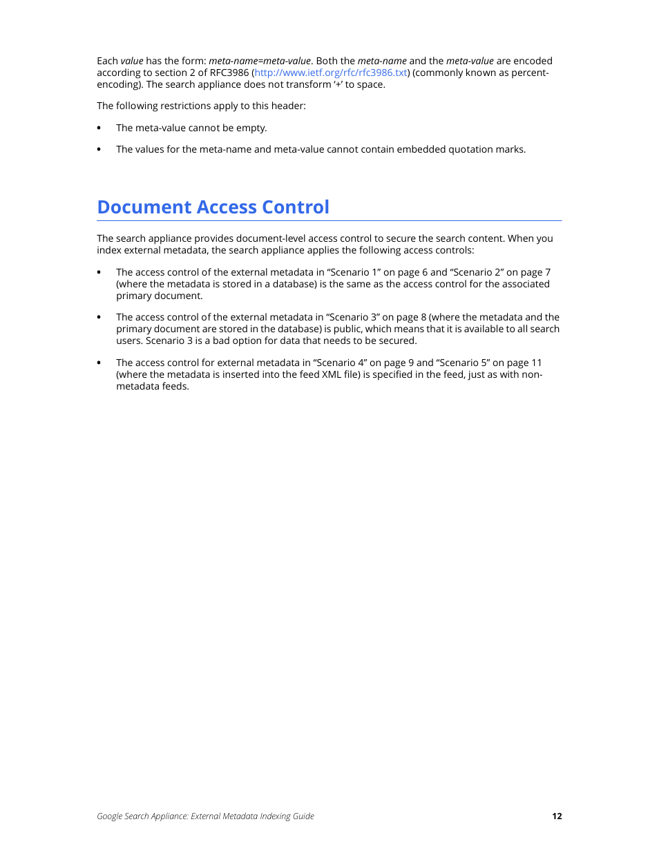 Document access control | Google Search Appliance External Metadata Indexing Guide User Manual | Page 12 / 12