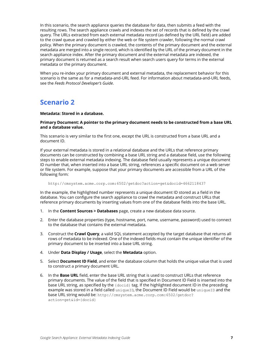 Scenario 2 | Google Search Appliance External Metadata Indexing Guide User Manual | Page 7 / 12