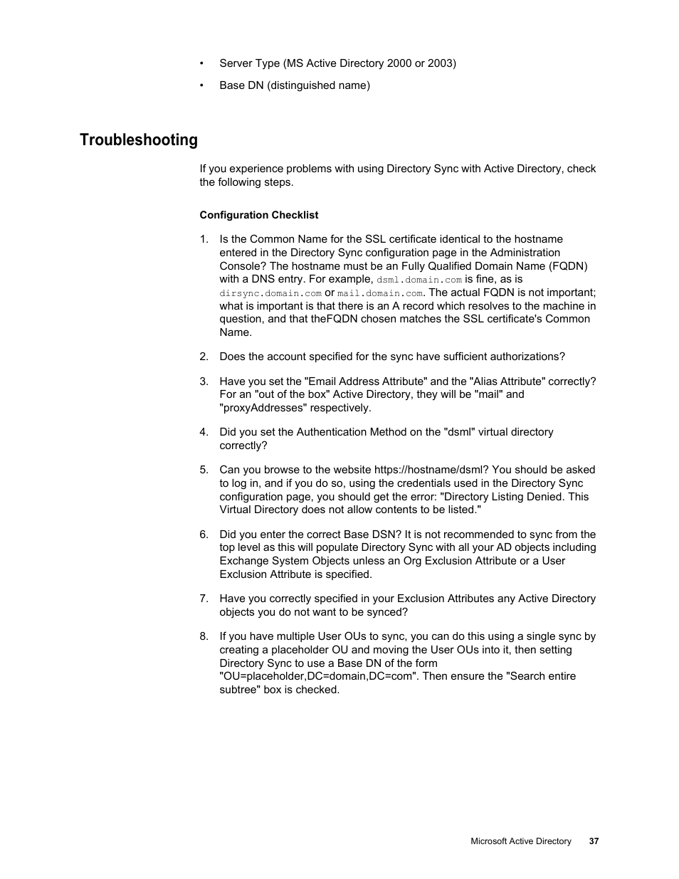 Troubleshooting, Troubleshooting 37 | Google Postini Directory Sync Configuration Guide User Manual | Page 37 / 66