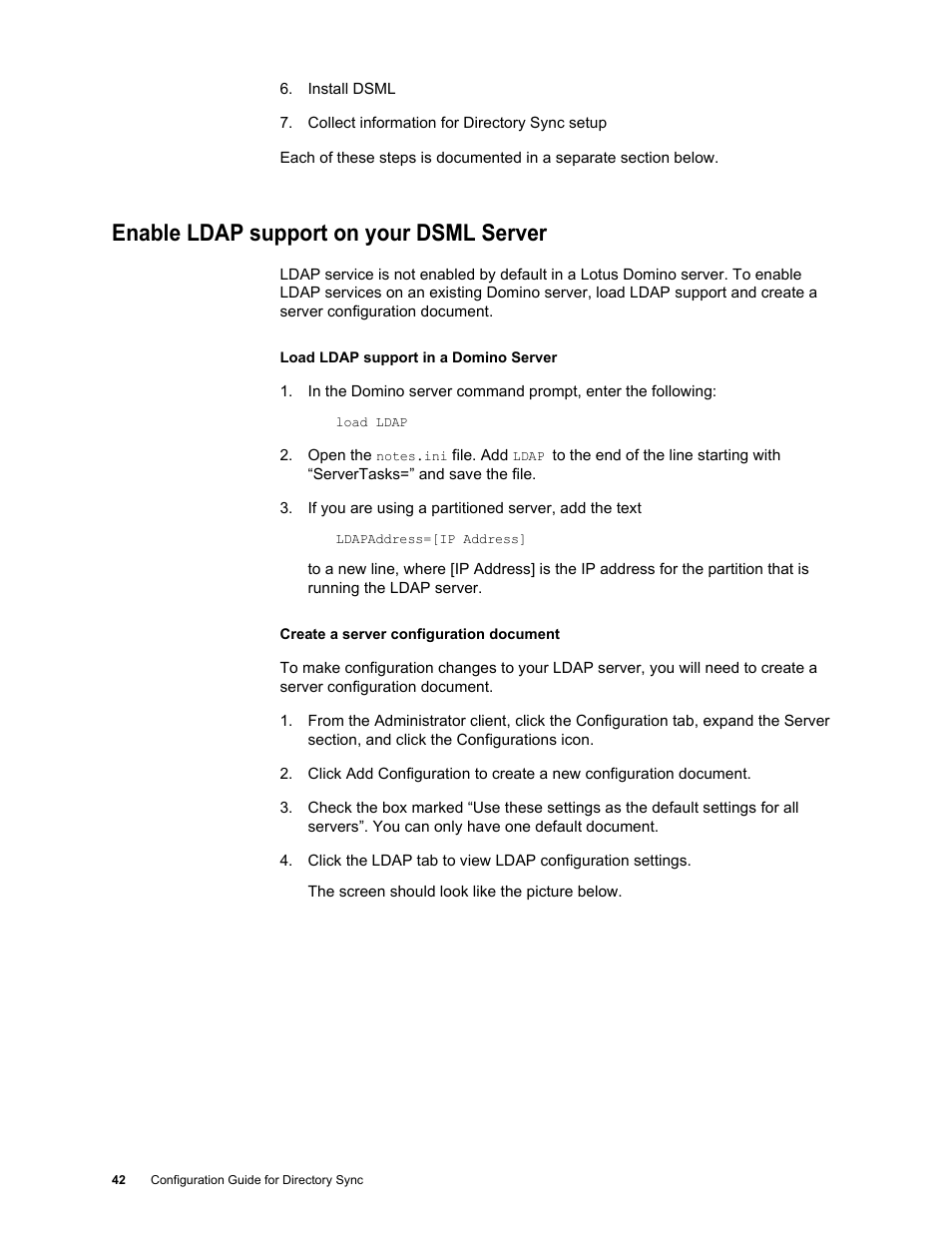 Enable ldap support on your dsml server, Enable ldap support on your dsml server 42 | Google Postini Directory Sync Configuration Guide User Manual | Page 42 / 66