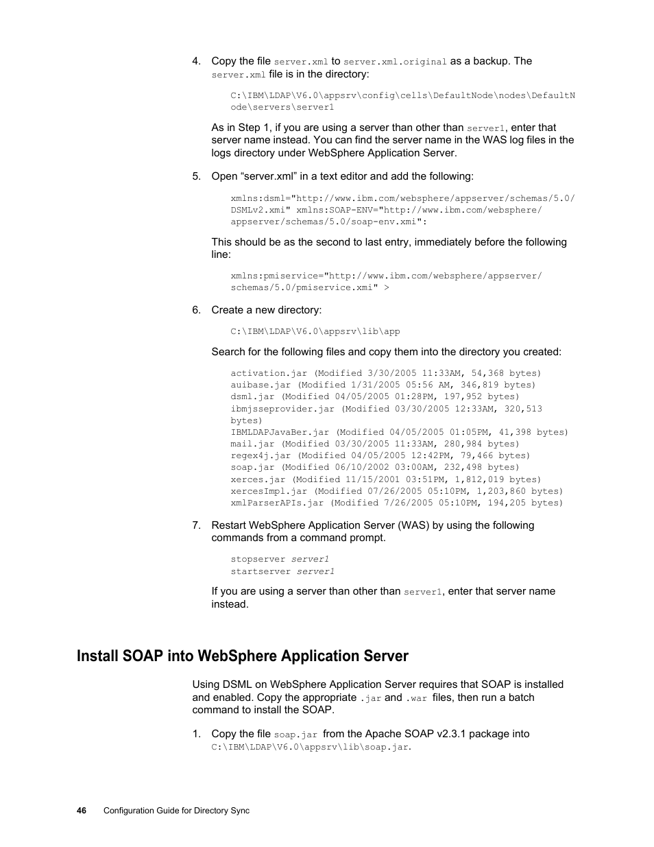 Install soap into websphere application server, Install soap into websphere application server 46 | Google Postini Directory Sync Configuration Guide User Manual | Page 46 / 66