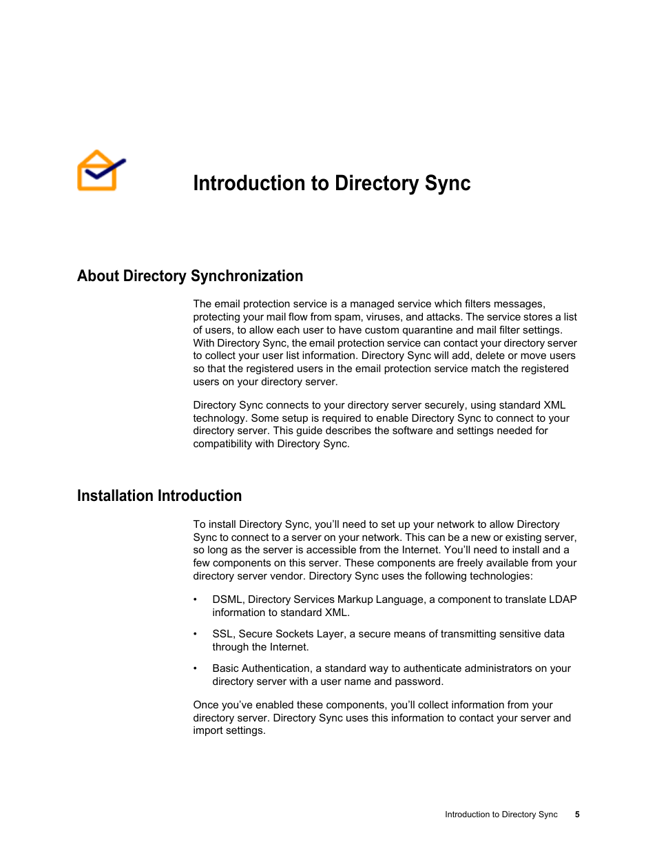 Introduction to directory sync, About directory synchronization, Installation introduction | Google Postini Directory Sync Configuration Guide User Manual | Page 5 / 66