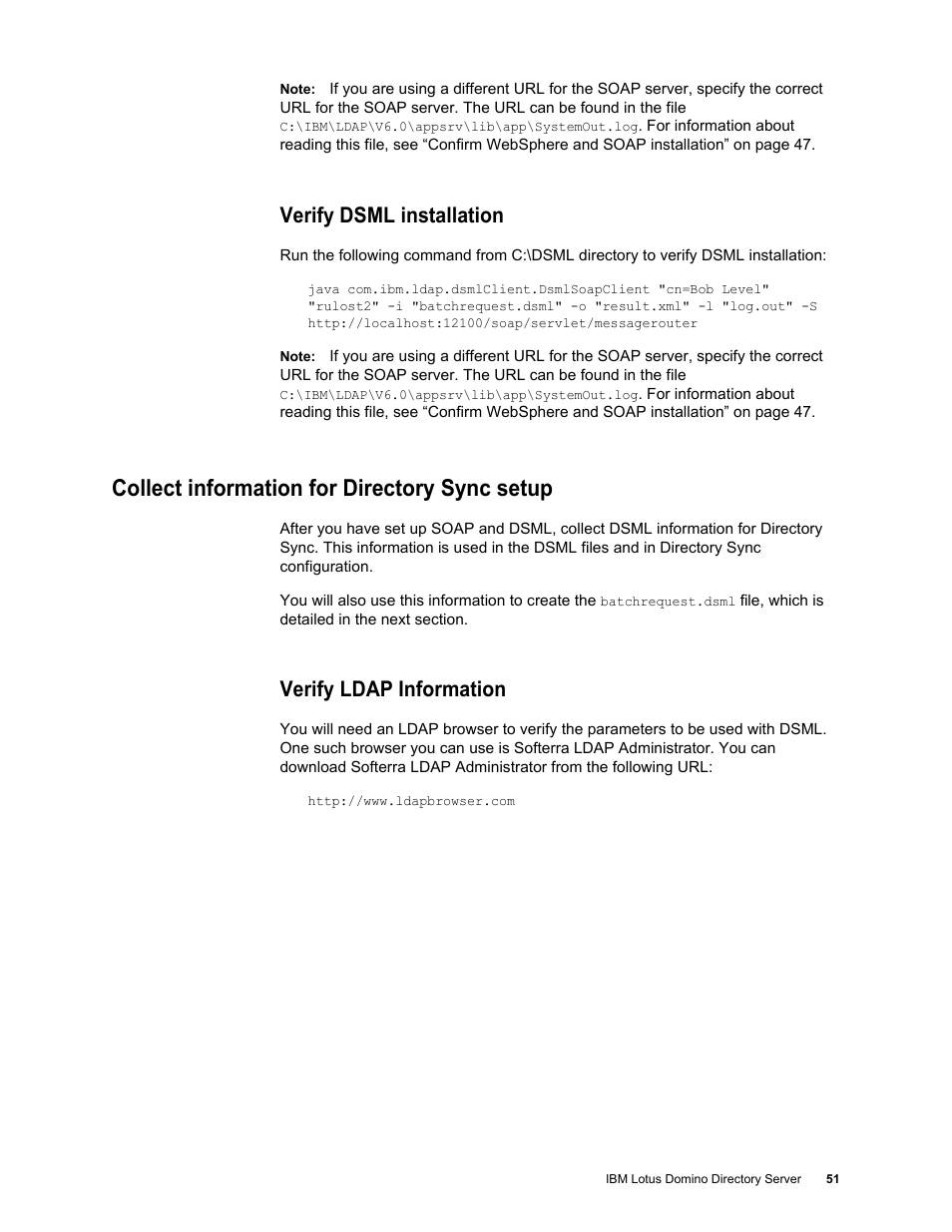 Verify dsml installation, Collect information for directory sync setup, Verify ldap information | Verify dsml installation 51, Collect information for directory sync setup 51 | Google Postini Directory Sync Configuration Guide User Manual | Page 51 / 66