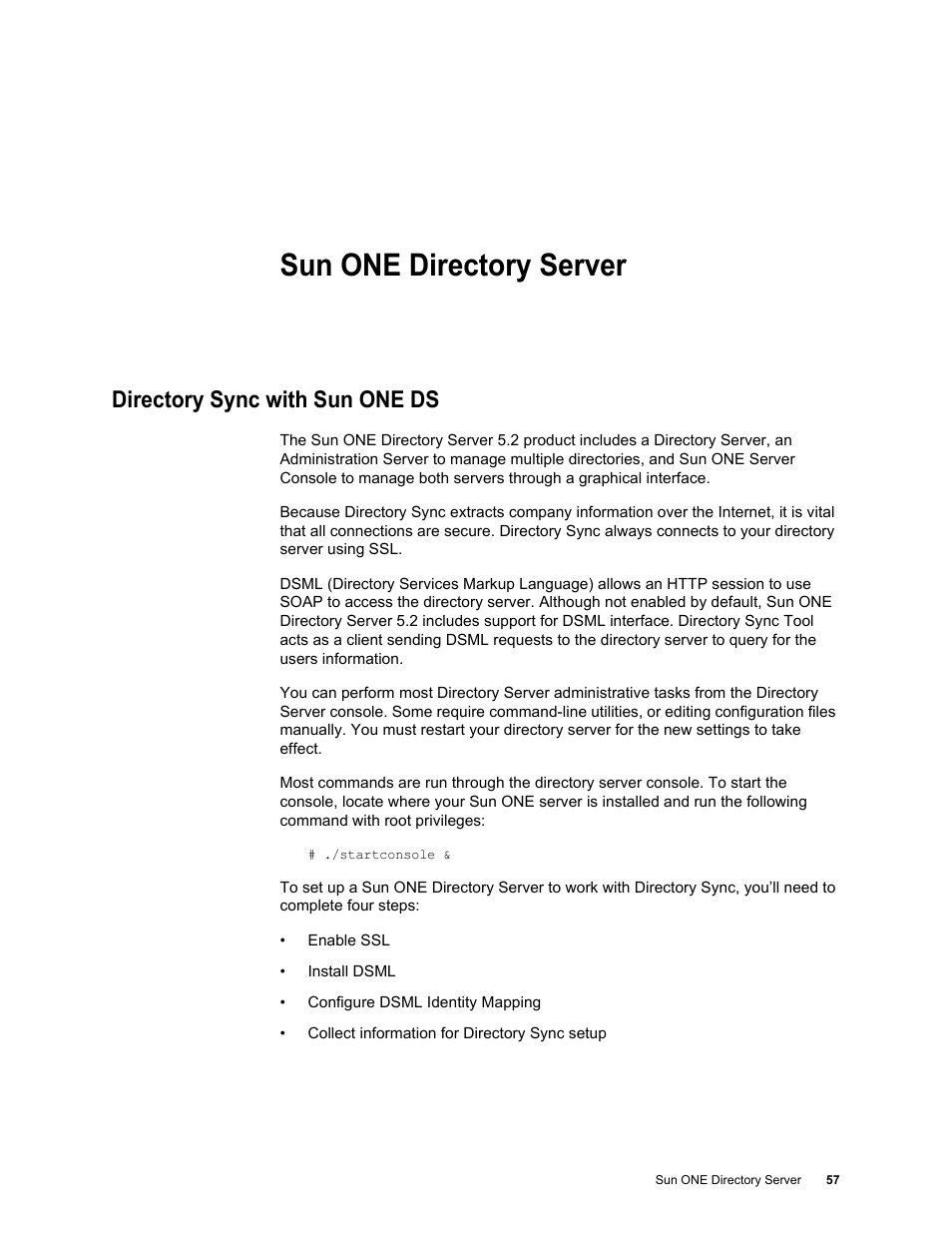 Sun one directory server, Directory sync with sun one ds | Google Postini Directory Sync Configuration Guide User Manual | Page 57 / 66