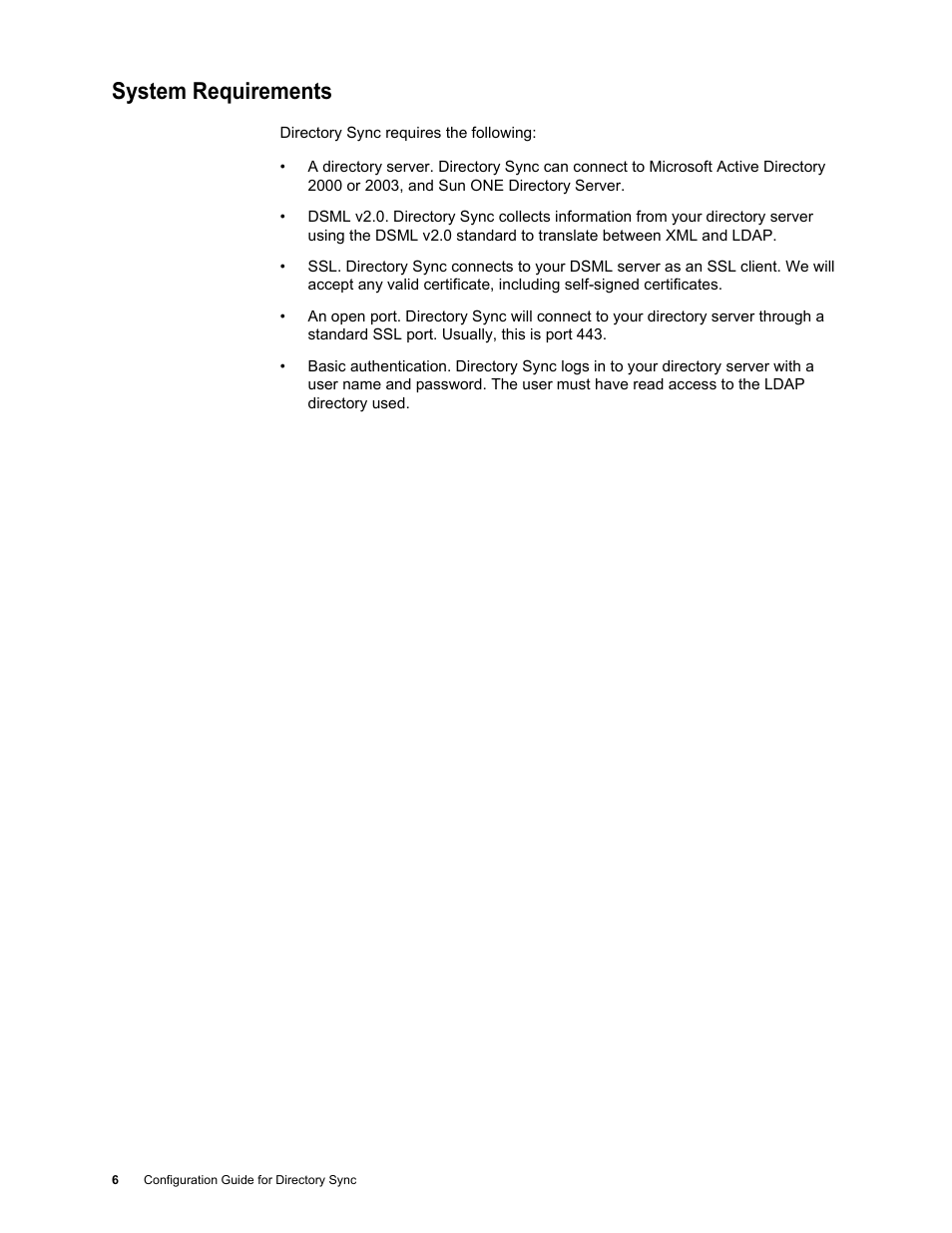 System requirements, System requirements 6 | Google Postini Directory Sync Configuration Guide User Manual | Page 6 / 66