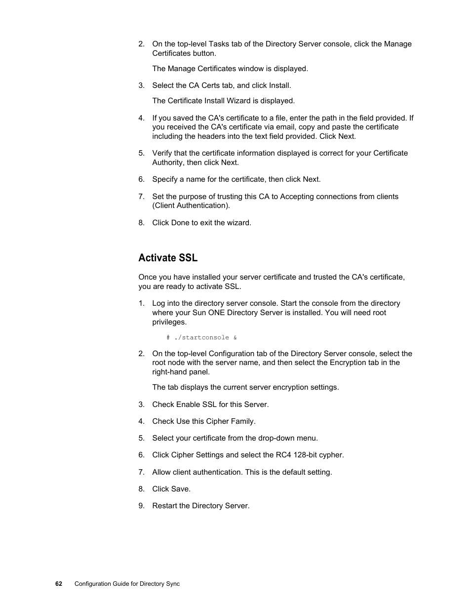Activate ssl, Activate ssl 62 | Google Postini Directory Sync Configuration Guide User Manual | Page 62 / 66