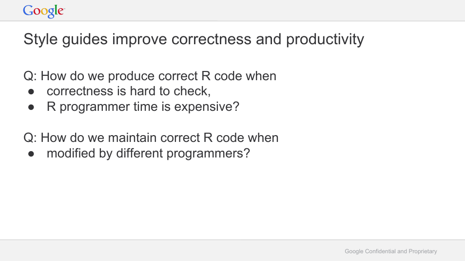 Style guides improve correctness and productivity | Google RLint: Reformatting R Code to Follow the Google Style Guide User Manual | Page 3 / 19