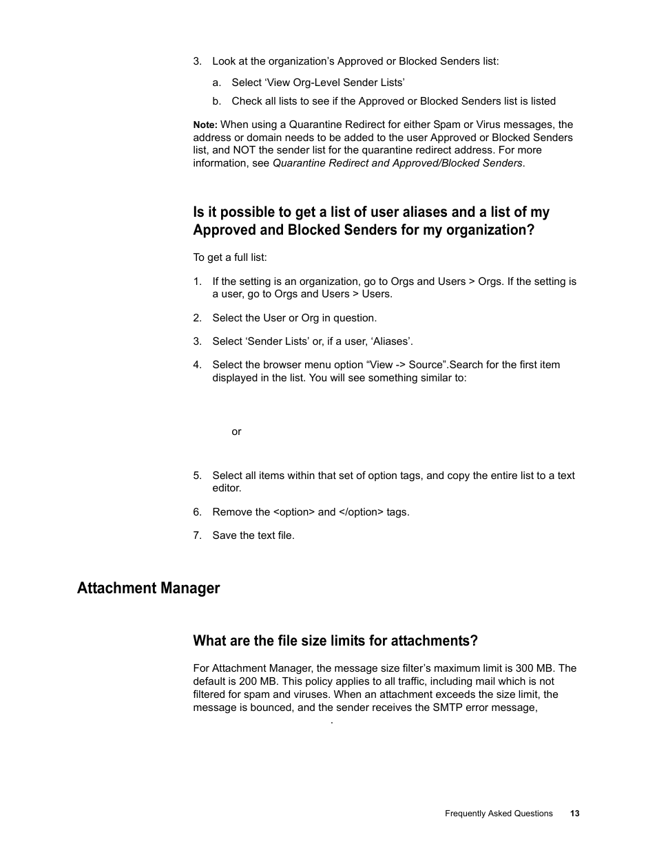 Attachment manager, What are the file size limits for attachments, Attachment manager 13 | Google Message Security Troubleshooting Guide User Manual | Page 12 / 66