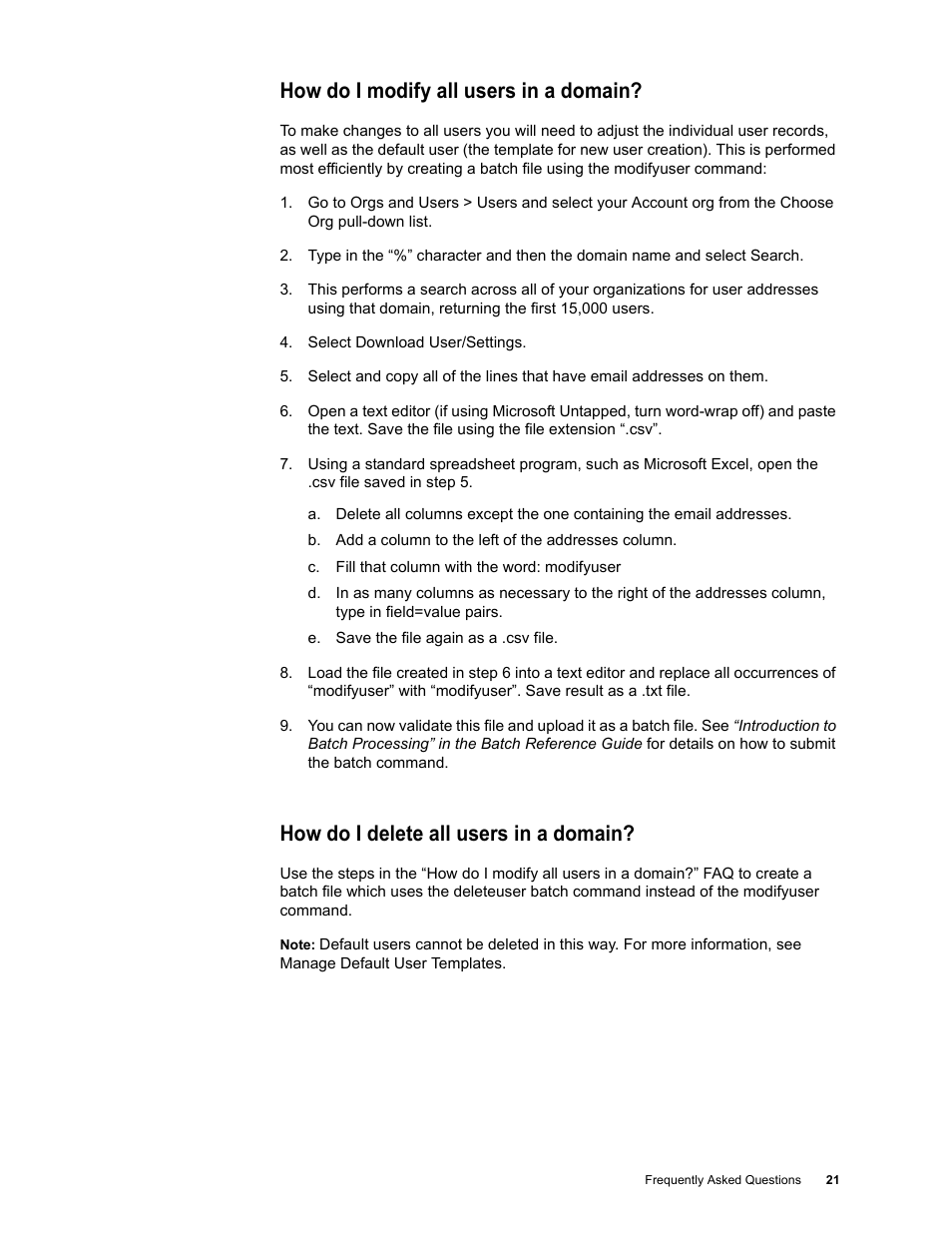 How do i modify all users in a domain, How do i delete all users in a domain | Google Message Security Troubleshooting Guide User Manual | Page 20 / 66
