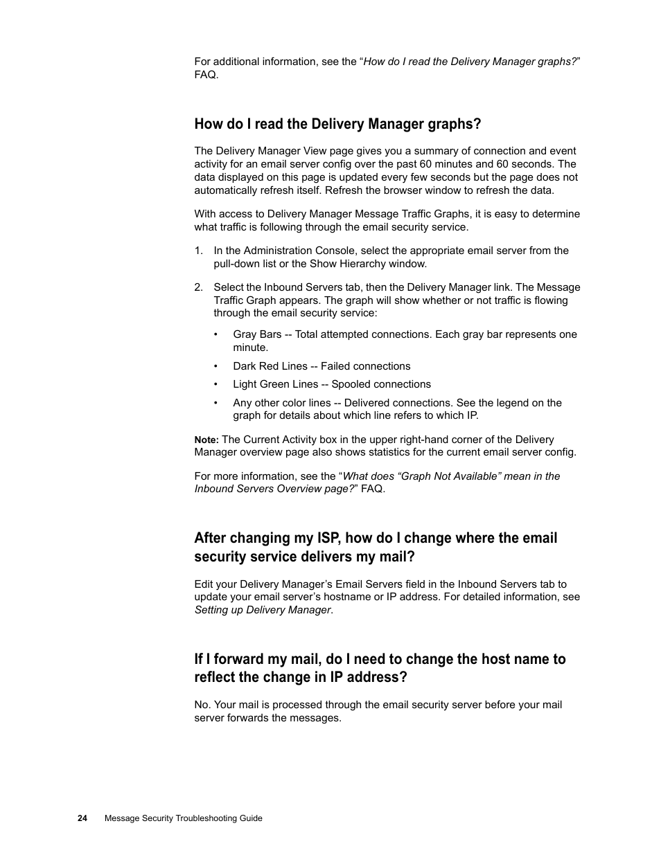 How do i read the delivery manager graphs | Google Message Security Troubleshooting Guide User Manual | Page 23 / 66