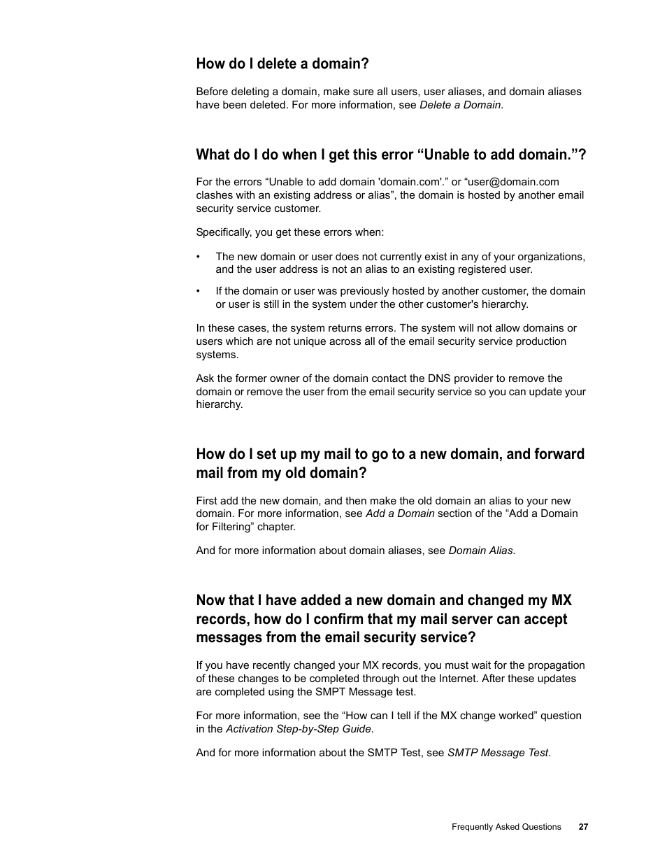How do i delete a domain | Google Message Security Troubleshooting Guide User Manual | Page 26 / 66