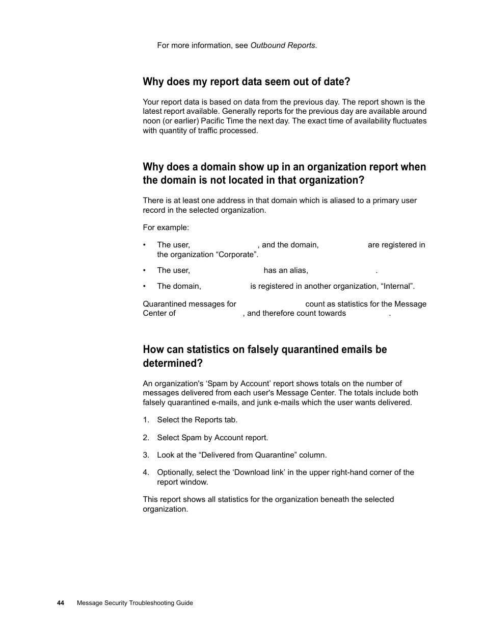 Why does my report data seem out of date | Google Message Security Troubleshooting Guide User Manual | Page 43 / 66