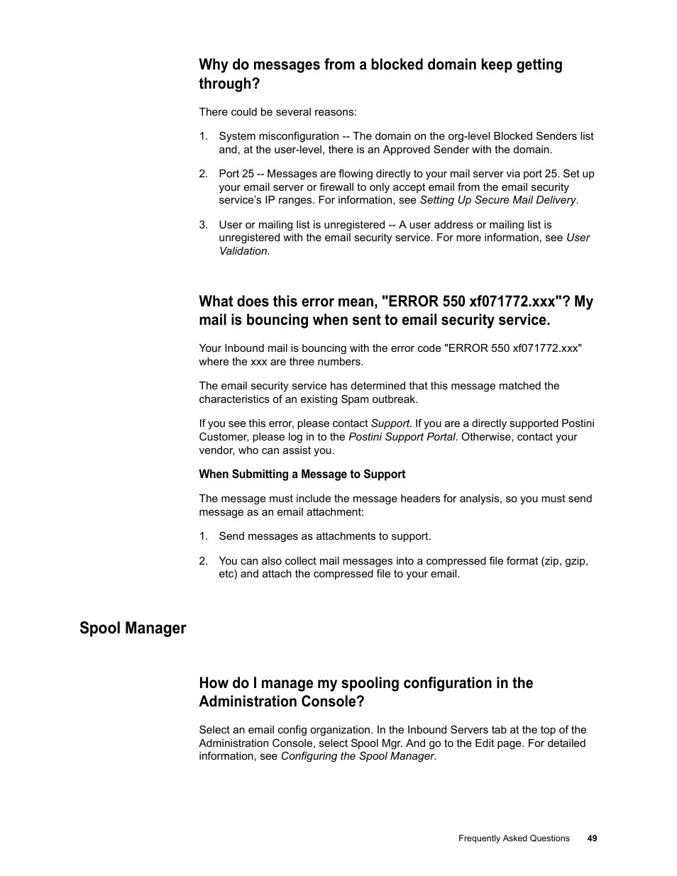 Spool manager, Spool manager 49 | Google Message Security Troubleshooting Guide User Manual | Page 48 / 66