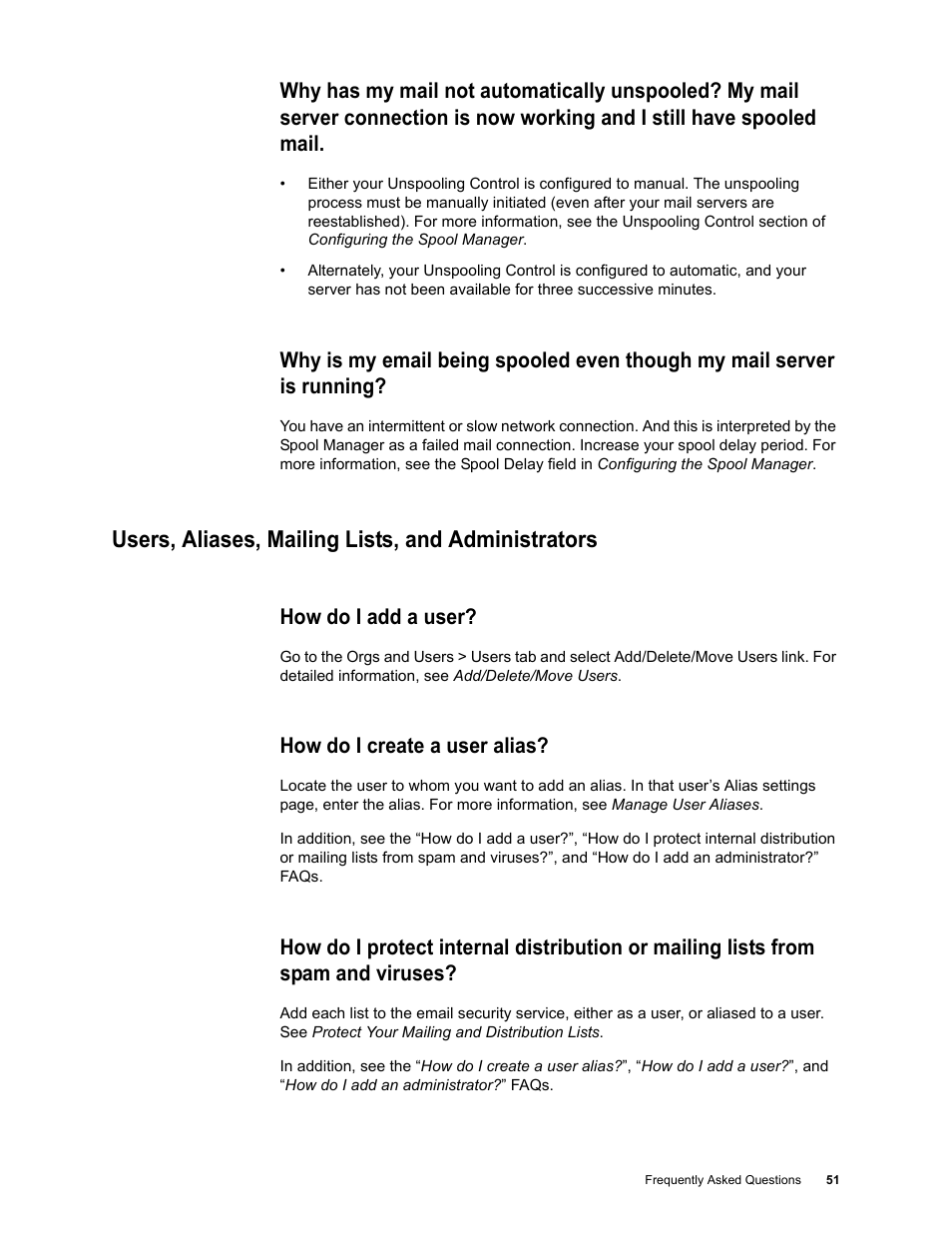 Users, aliases, mailing lists, and administrators, How do i add a user, How do i create a user alias | Google Message Security Troubleshooting Guide User Manual | Page 50 / 66