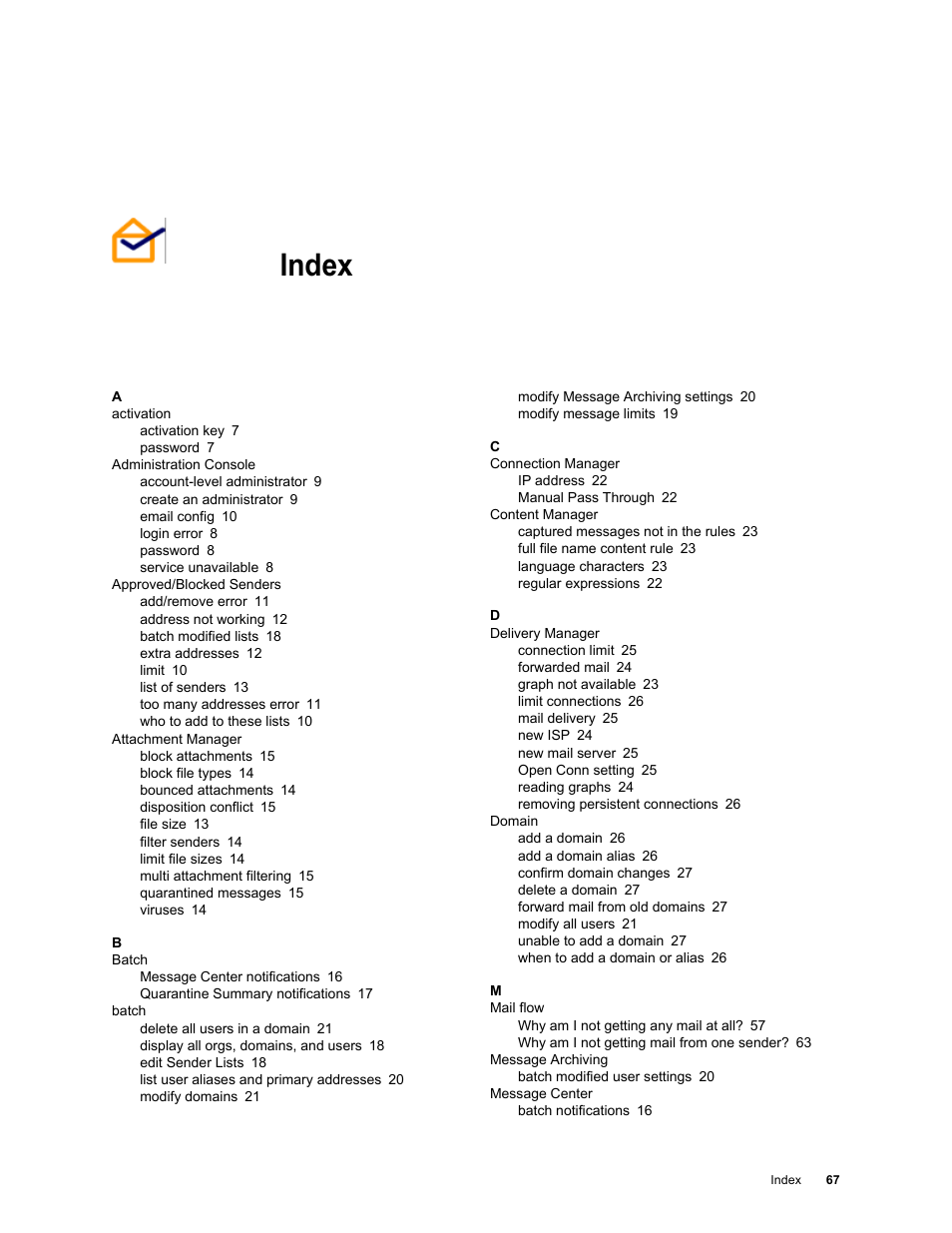 Index | Google Message Security Troubleshooting Guide User Manual | Page 65 / 66