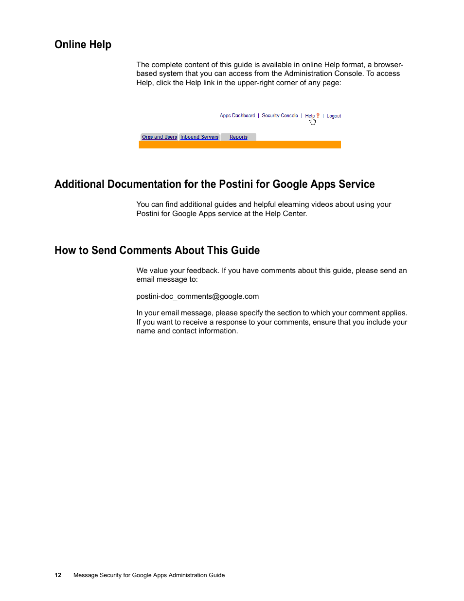 Online help, How to send comments about this guide | Google Message Security for Google Apps Administration Guide User Manual | Page 12 / 418