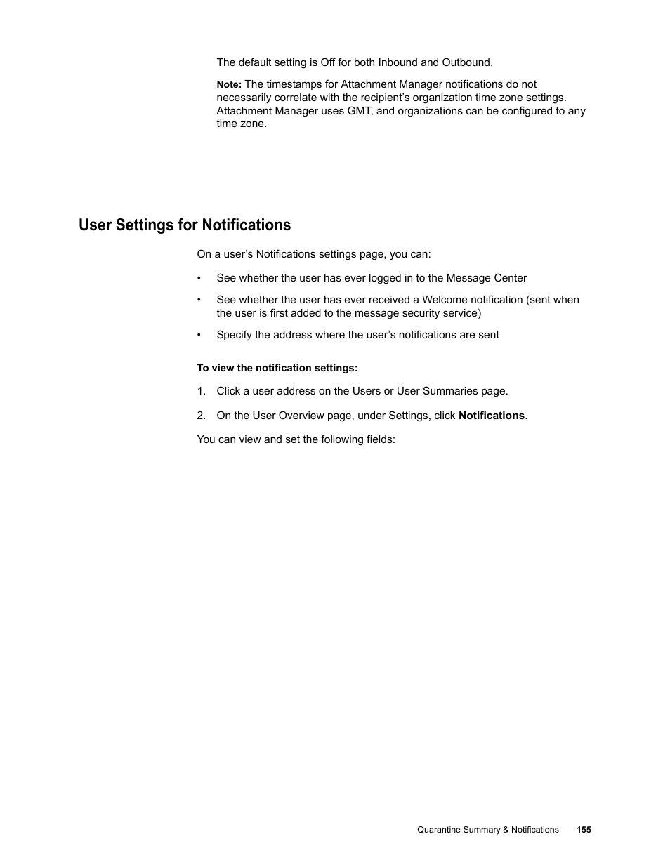 User settings for notifications | Google Message Security for Google Apps Administration Guide User Manual | Page 155 / 418