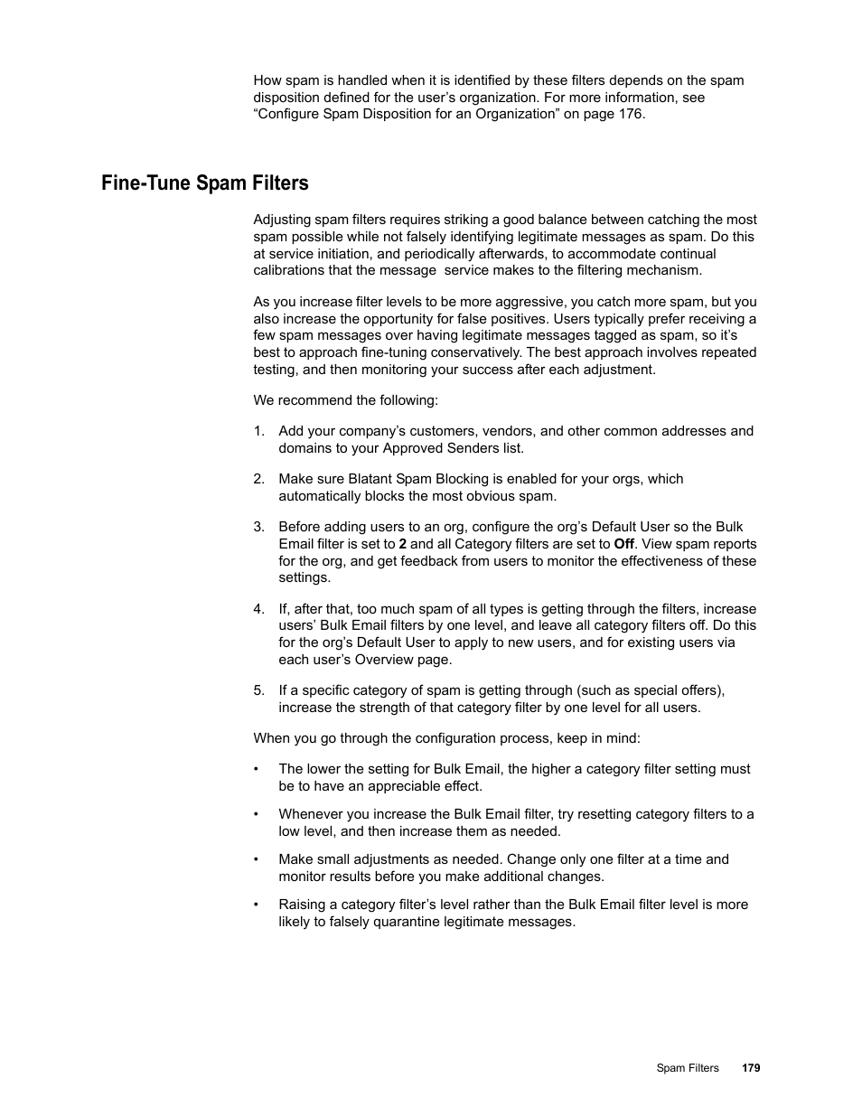 Fine-tune spam filters | Google Message Security for Google Apps Administration Guide User Manual | Page 179 / 418