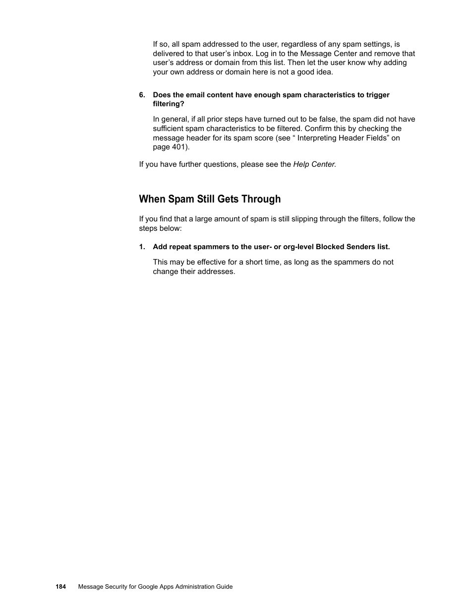 When spam still gets through | Google Message Security for Google Apps Administration Guide User Manual | Page 184 / 418