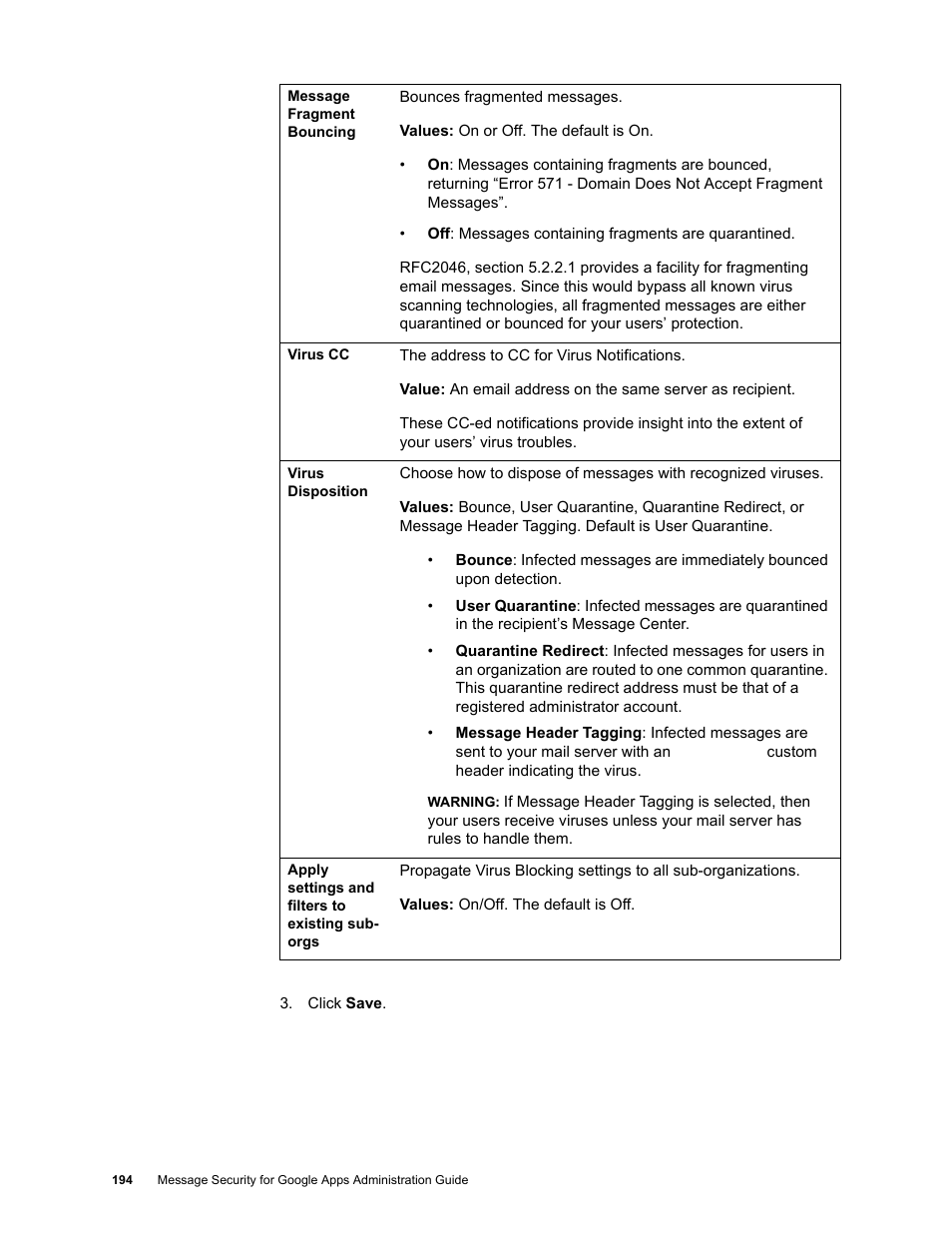Google Message Security for Google Apps Administration Guide User Manual | Page 194 / 418
