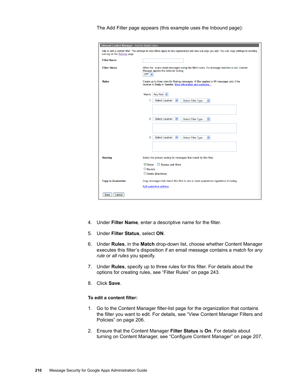 Google Message Security for Google Apps Administration Guide User Manual | Page 210 / 418