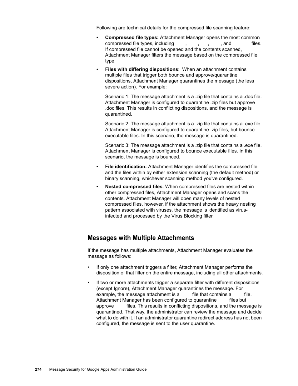 Messages with multiple attachments | Google Message Security for Google Apps Administration Guide User Manual | Page 274 / 418