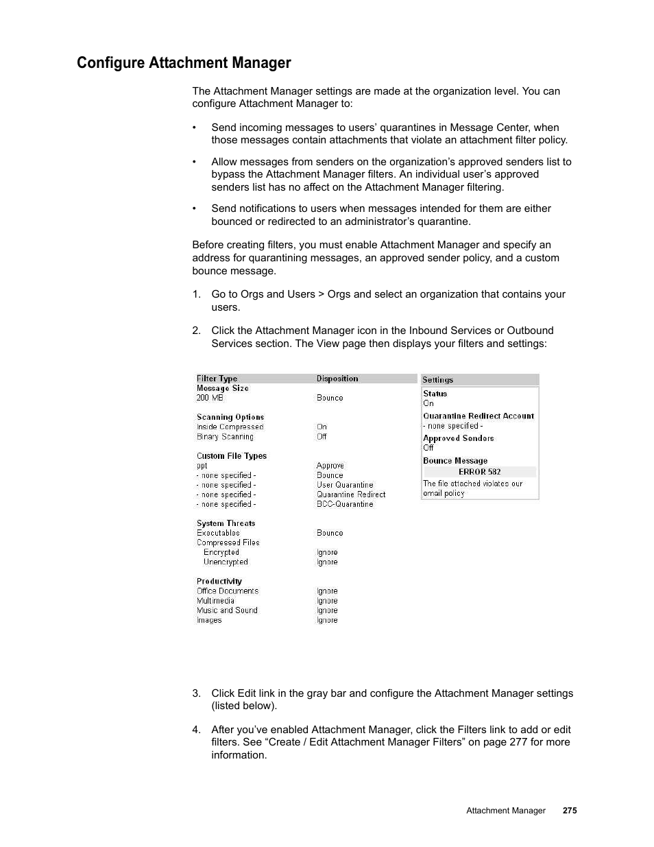 Configure attachment manager | Google Message Security for Google Apps Administration Guide User Manual | Page 275 / 418