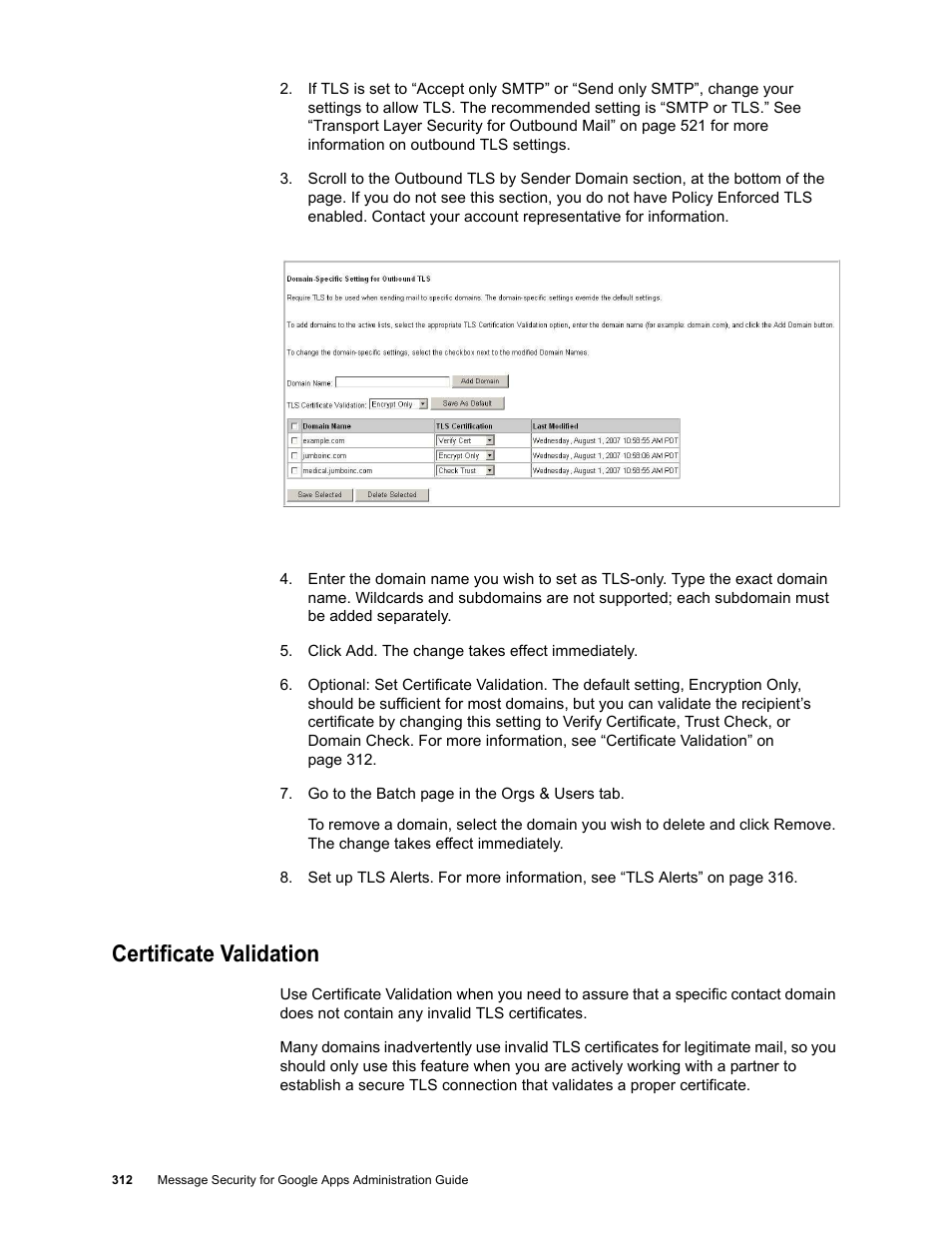 Certificate validation | Google Message Security for Google Apps Administration Guide User Manual | Page 312 / 418