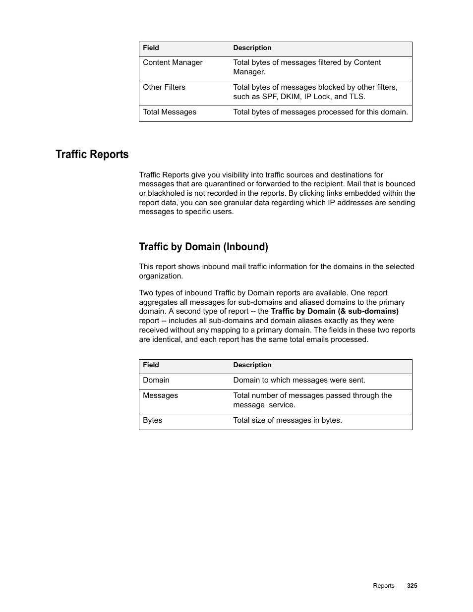 Traffic reports, Traffic by domain (inbound) | Google Message Security for Google Apps Administration Guide User Manual | Page 325 / 418