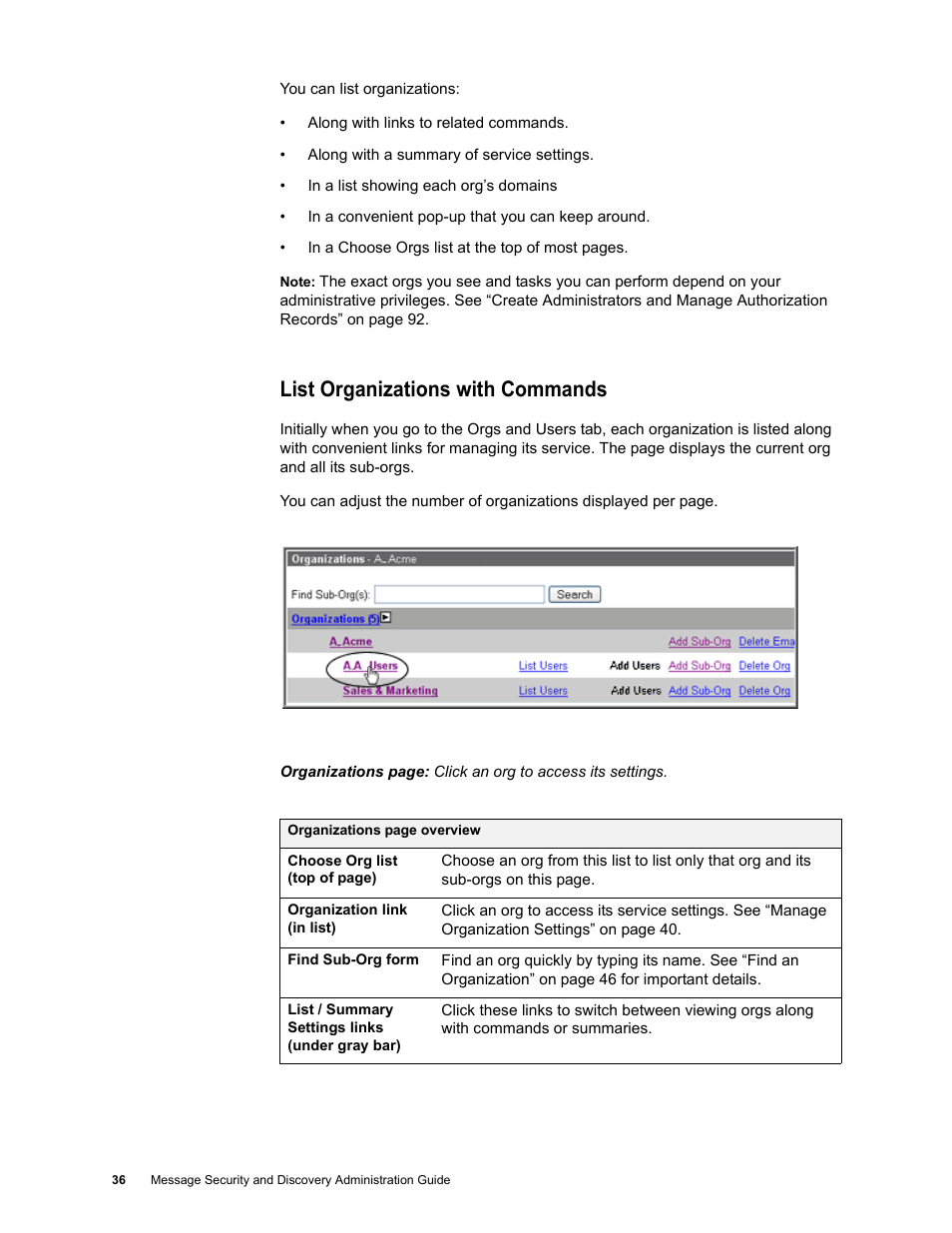 List organizations with commands | Google Message Security for Google Apps Administration Guide User Manual | Page 36 / 418