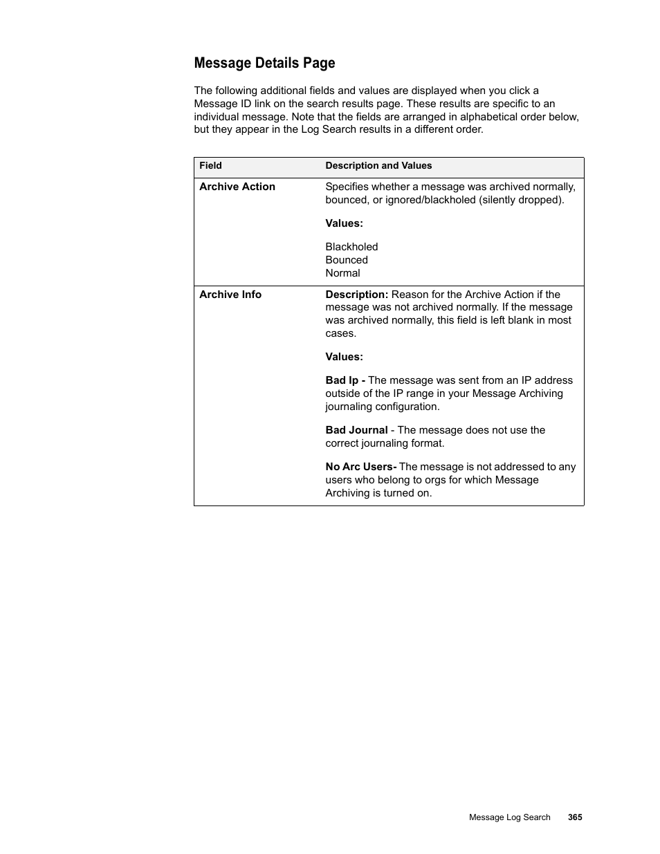 Message details page | Google Message Security for Google Apps Administration Guide User Manual | Page 365 / 418