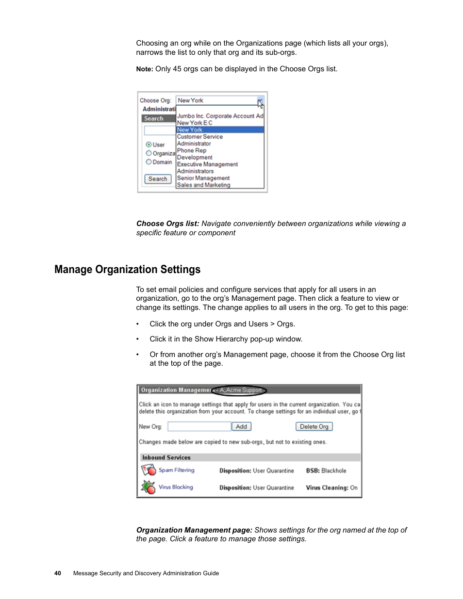 Manage organization settings | Google Message Security for Google Apps Administration Guide User Manual | Page 40 / 418