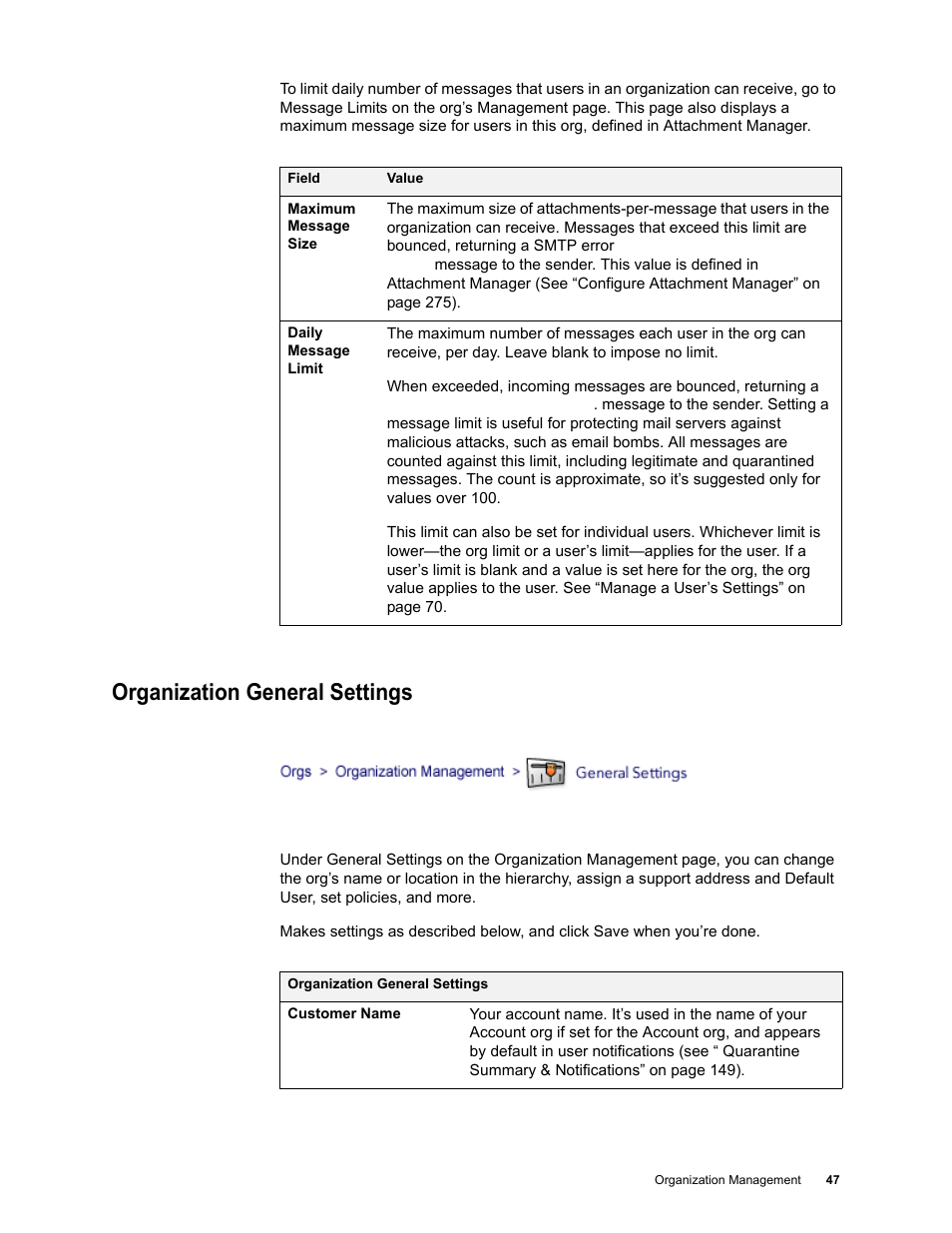 Organization general settings | Google Message Security for Google Apps Administration Guide User Manual | Page 47 / 418