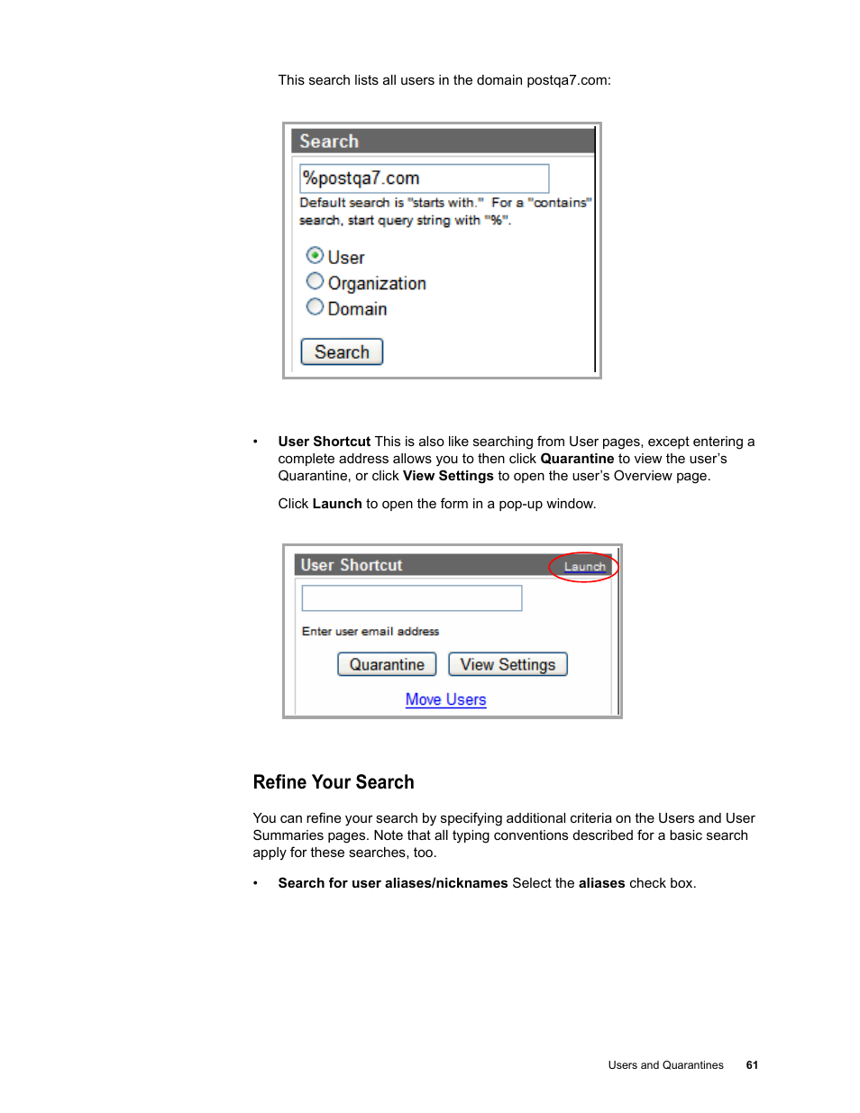 Refine your search | Google Message Security for Google Apps Administration Guide User Manual | Page 61 / 418