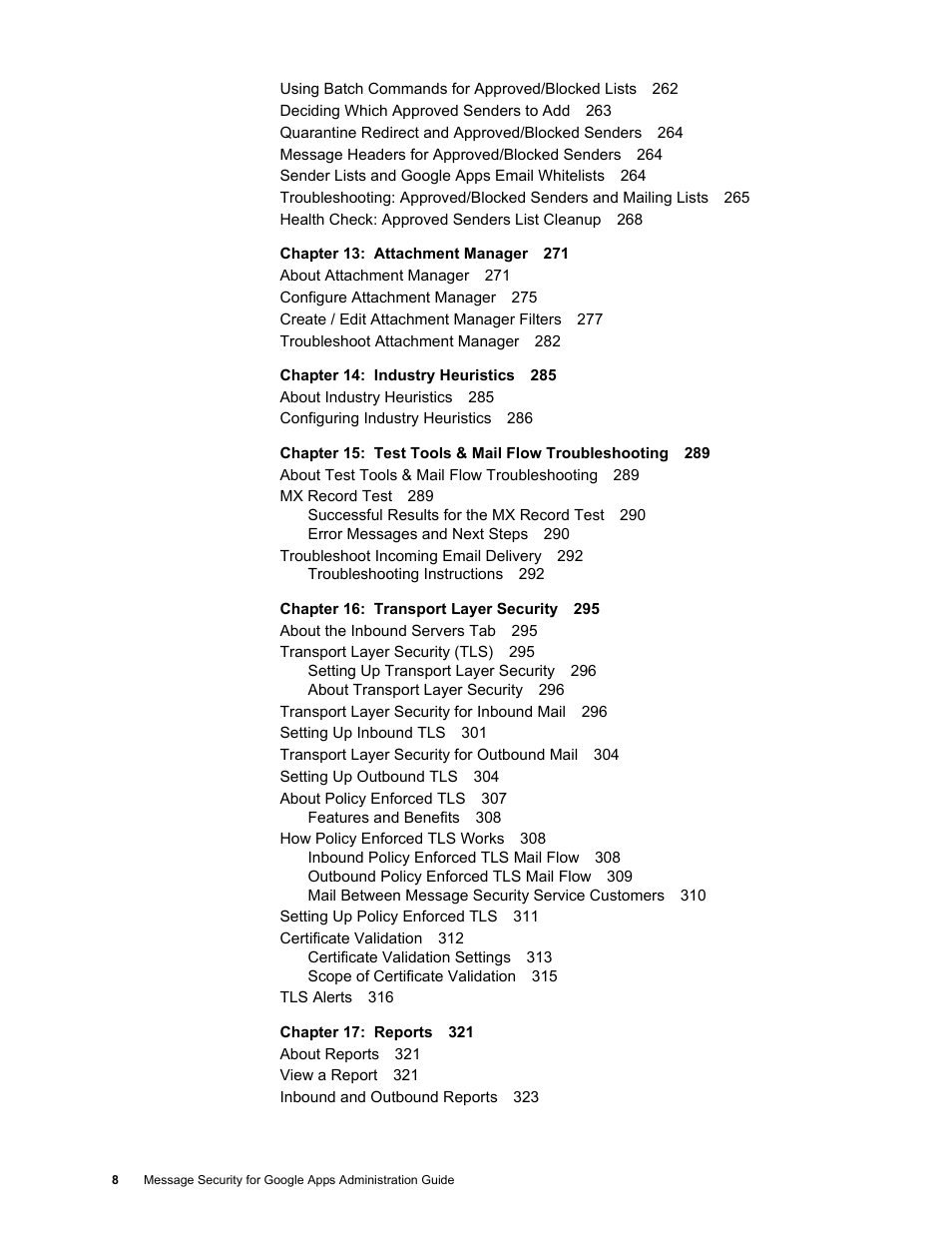 Google Message Security for Google Apps Administration Guide User Manual | Page 8 / 418