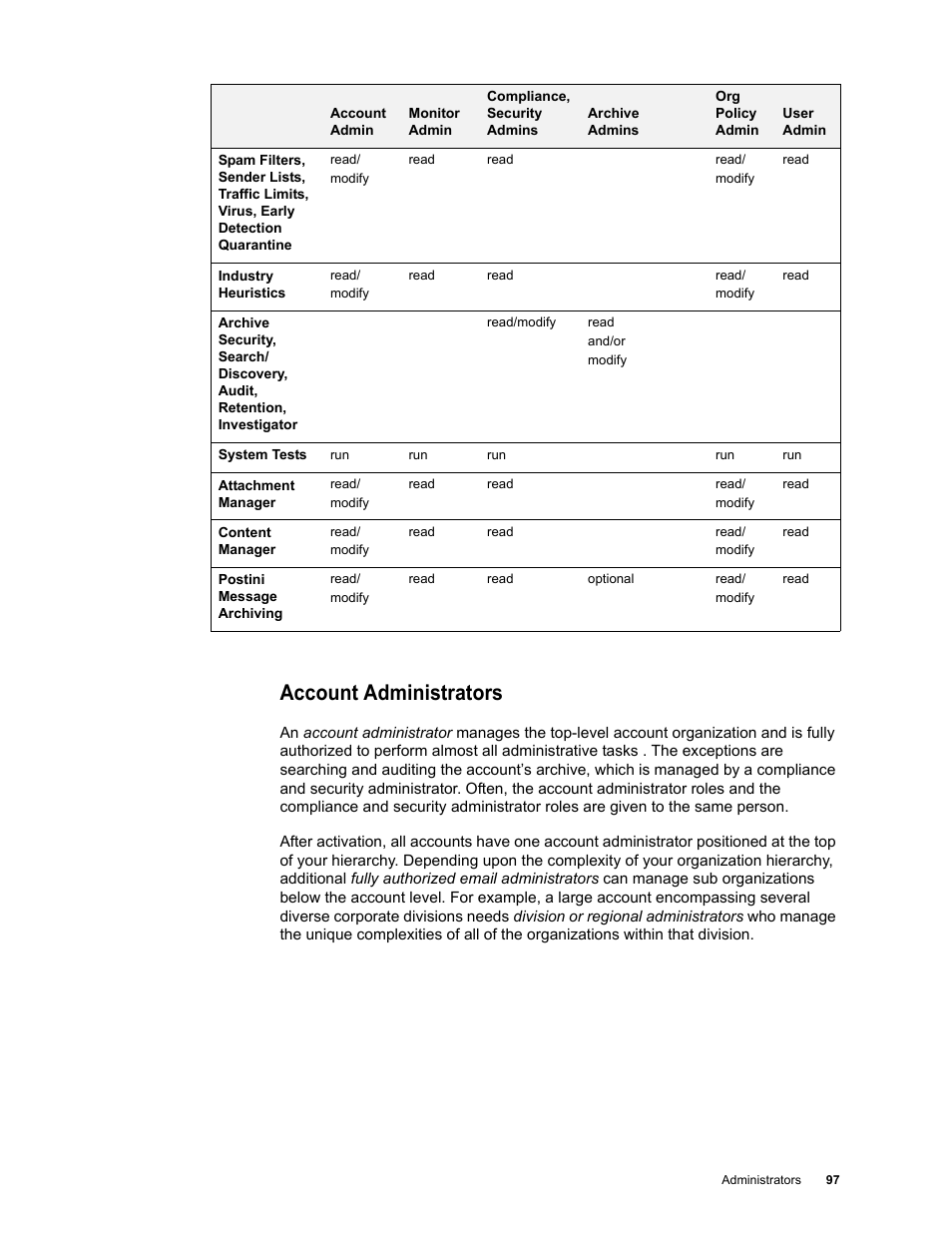 Account administrators | Google Message Security for Google Apps Administration Guide User Manual | Page 97 / 418
