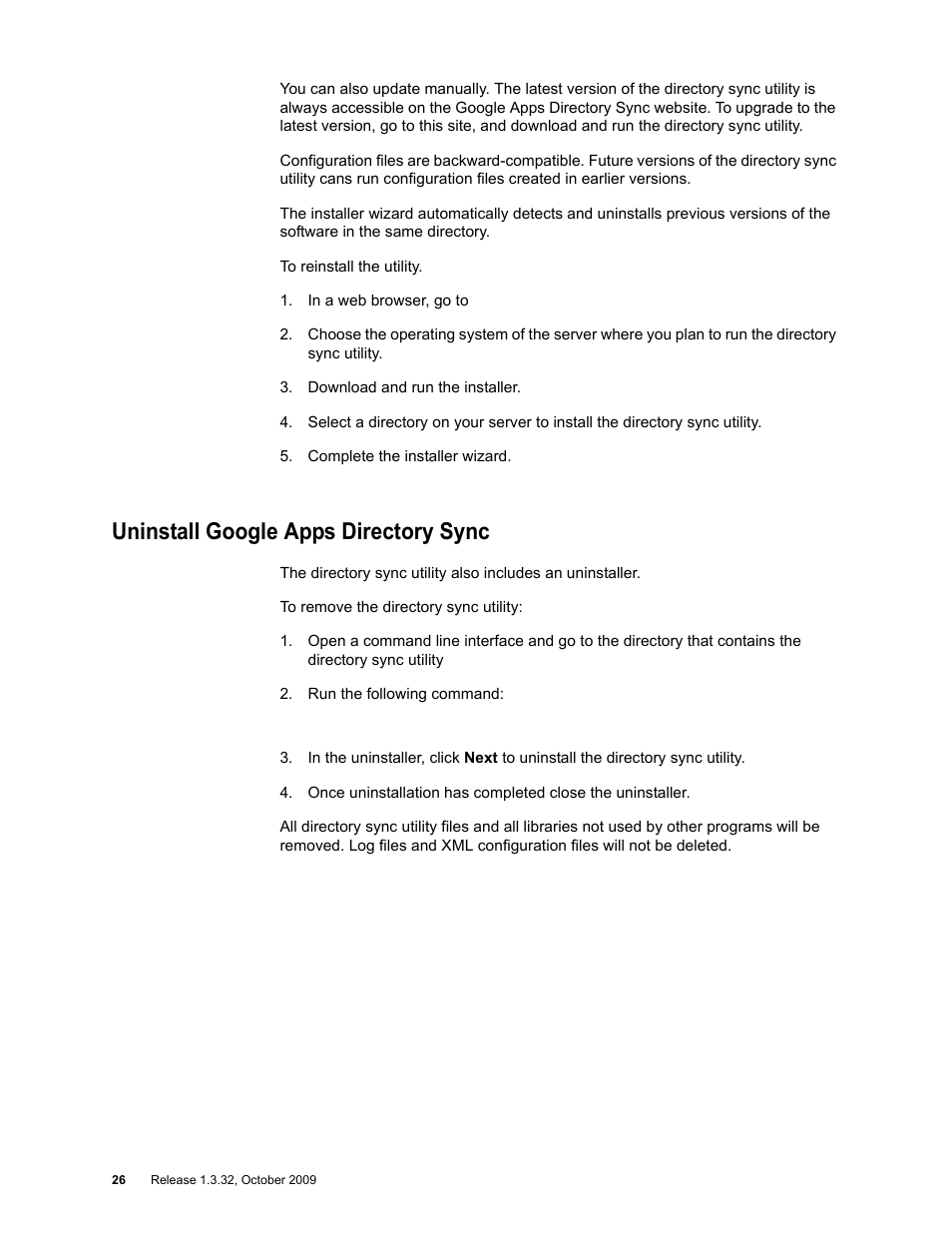 Uninstall google apps directory sync | Google Apps Directory Sync for Postini Services Administration Guide User Manual | Page 23 / 73